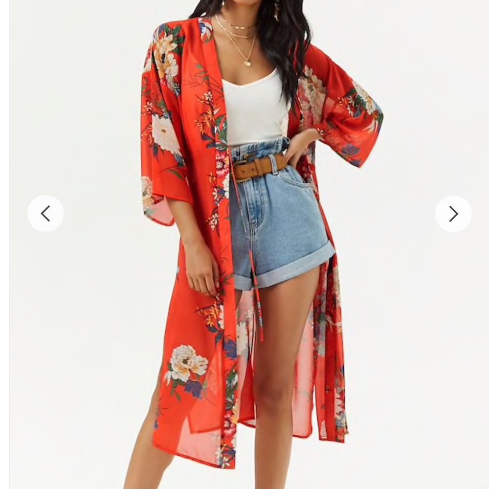 Forever 21 Chiffon Floral Kimono NWT